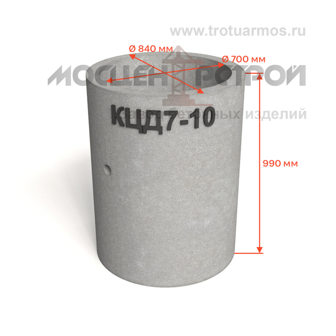 Кольцо колодезное стеновое с дном КЦД7-10 (КСД7-10)