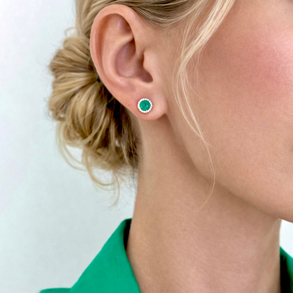 Серьги Пусеты с Изумрудами и Бриллиантами, E0015-23/2