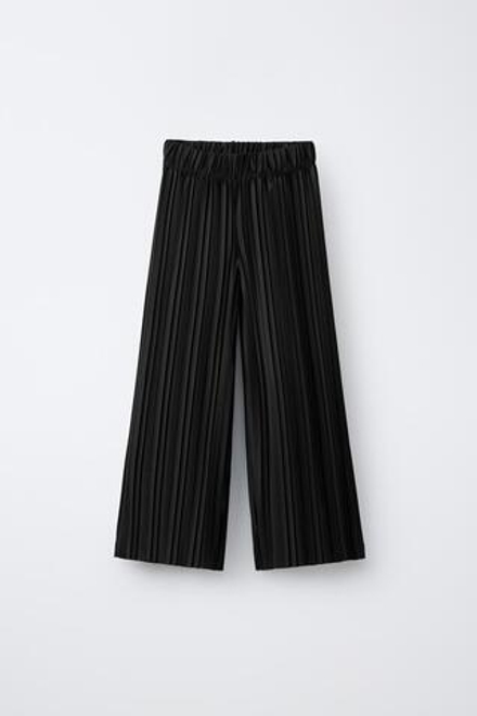 ZARA ПЛИССИРОВАННЫЕ БРЮКИ WIDE LEG, ЧЕРНЫЙ
