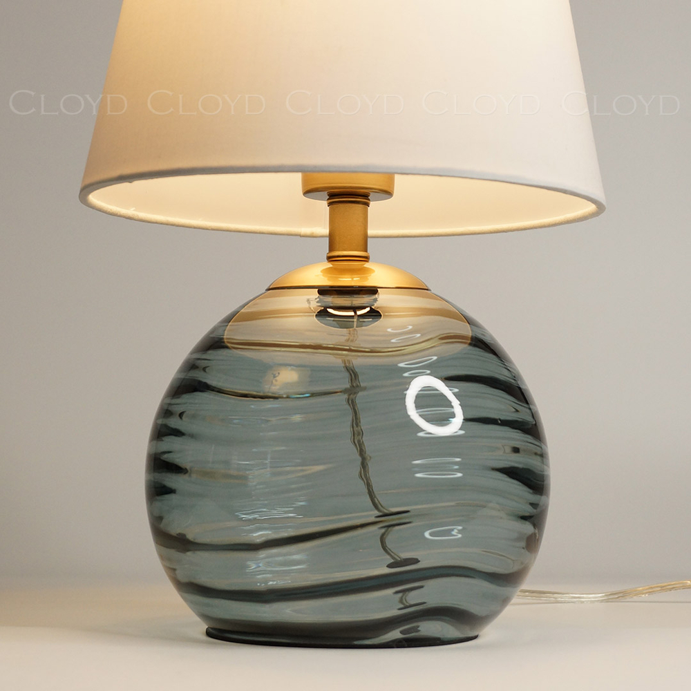 Настольная лампа Cloyd REBA T1 / выс. 45 см - латунь - синее стекло (арт.30122)