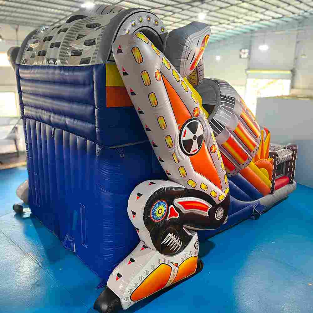 Коммерческий надувной батут с двумя горками «Робот» 8x6x6.5 м