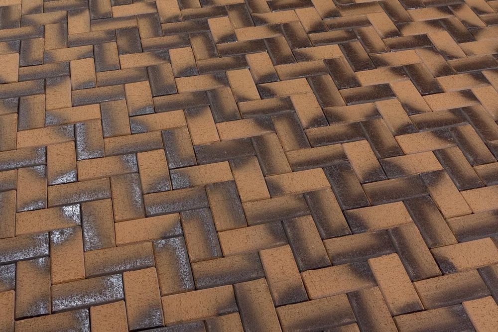 Feldhaus Klinker P248SKF 200x100x40 areno nero, желтый с темным нагаром с оттенками - Клинкерная тротуарная брусчатка