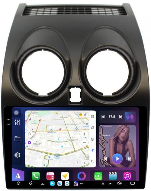 Магнитола для Nissan Qashqai J10 2006-2013, Dualis - FarCar S500-TS20 монитор 9.5" 2K QLED на Android 14, Быстрейшая, CarPlay, 4G SIM-слот