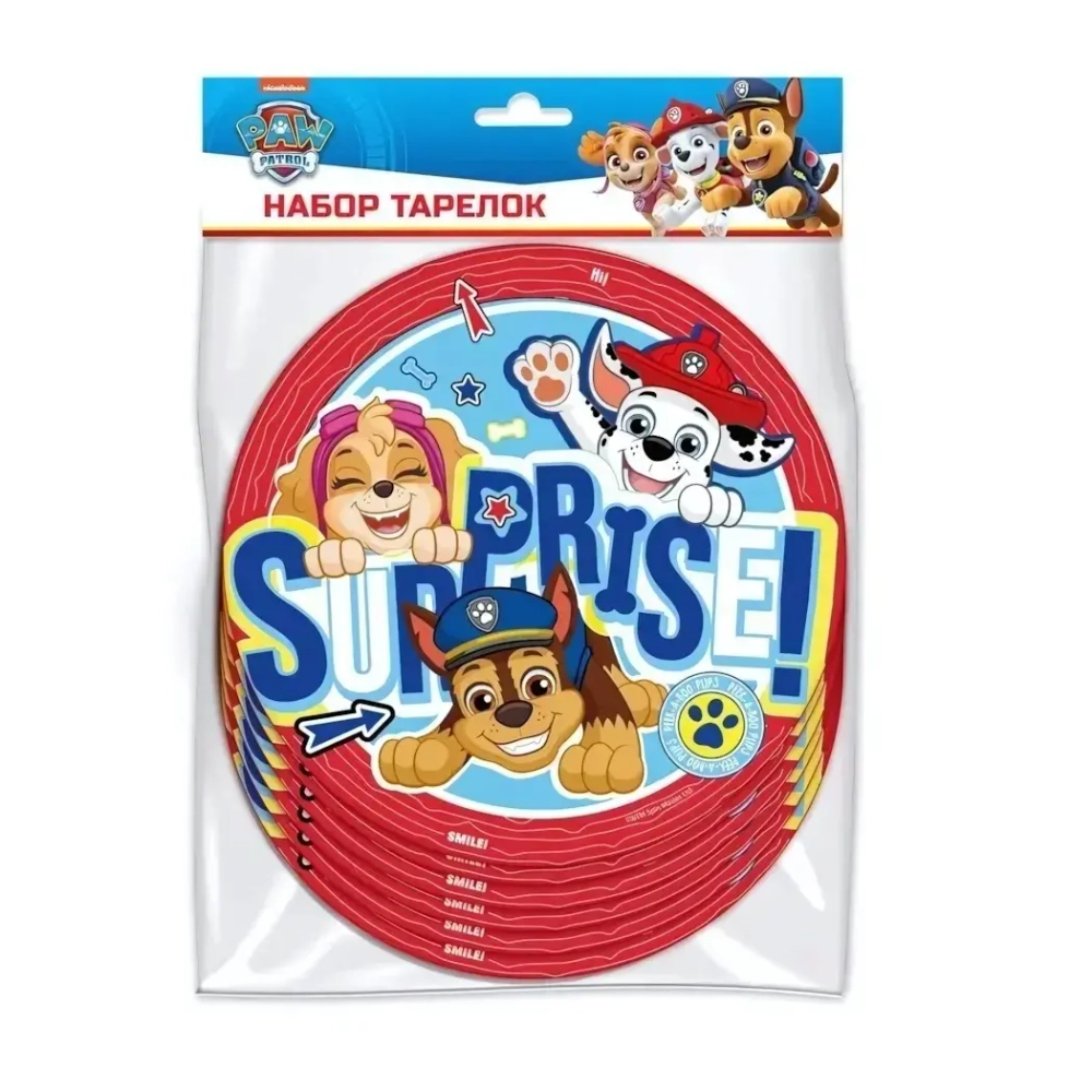 Набор бумажных тарелок 6шт d-18см «Щенячий патруль»
