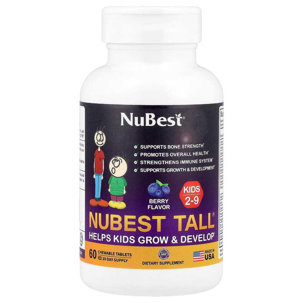 NuBest, Tall®, для детей от 2 до 9 лет, ягодный, 60 жевательных таблеток