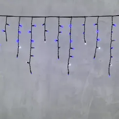 Светодиодная бахрома с колпачком 3,1*0,5 м., 120 синих LED ламп, мерцание, каучуковый черный провод, LTC (LL120BLW-1-2B)