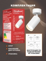 Светильник потолочный настенный GU10 светодиодный белый/ спот поворотный точечный Grafium Interior
