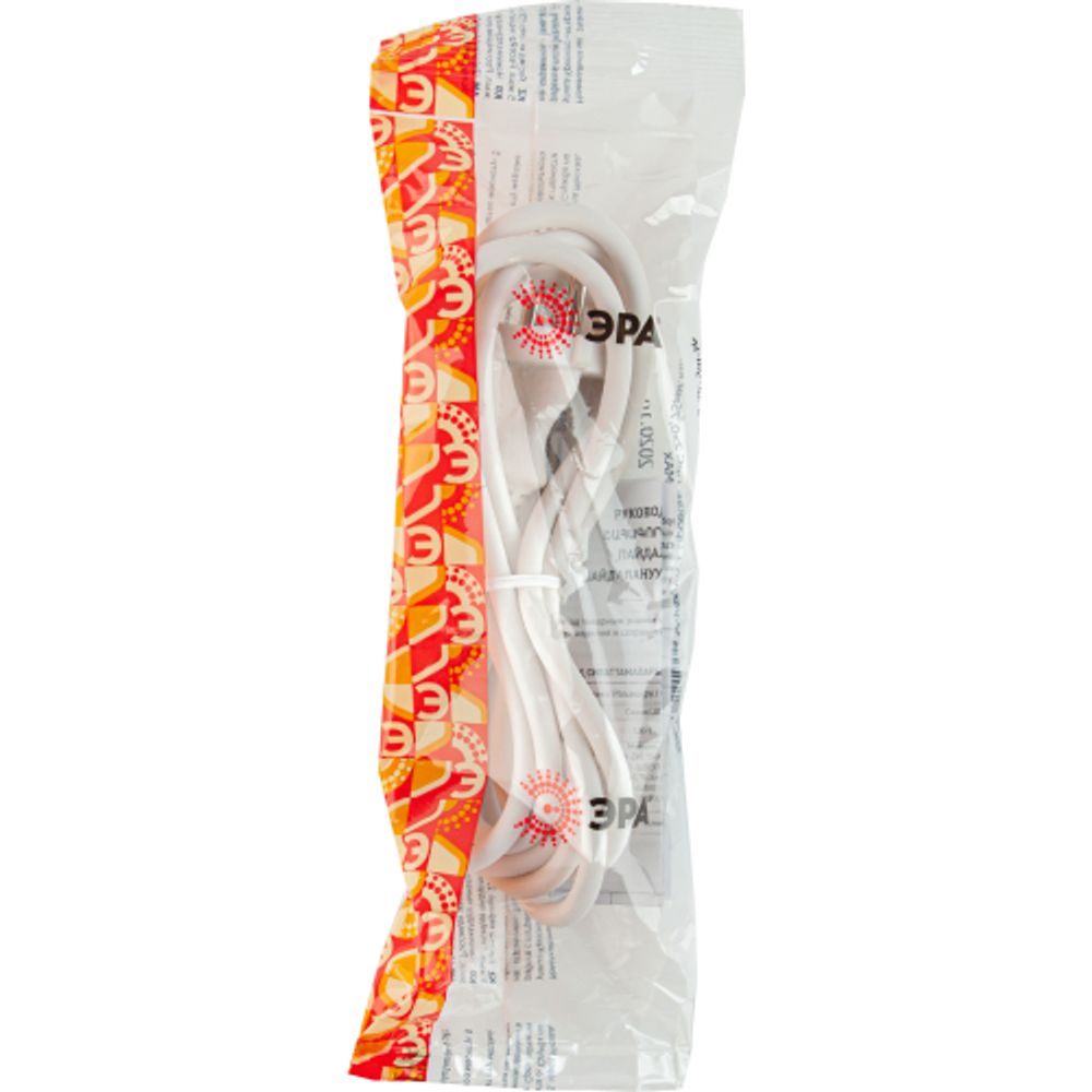 Шнур сетевой с вилкой ЭРА UX-2x0,75-1,5m-W ПВС 2x0,75мм2 1,5 м белый | Шнуры и выключатели для бра