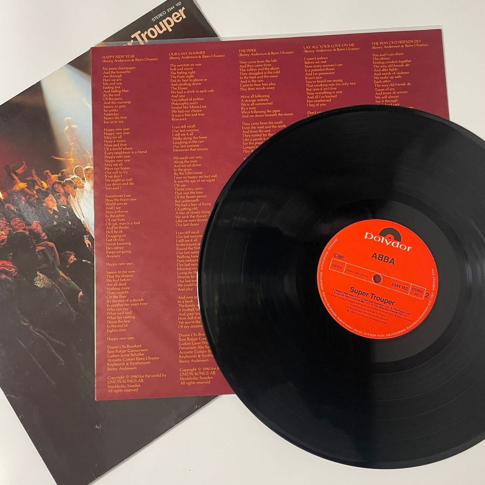 Винтажная виниловая пластинка LP ABBA АББА Super Trouper (Германия 1980) Happy New Year