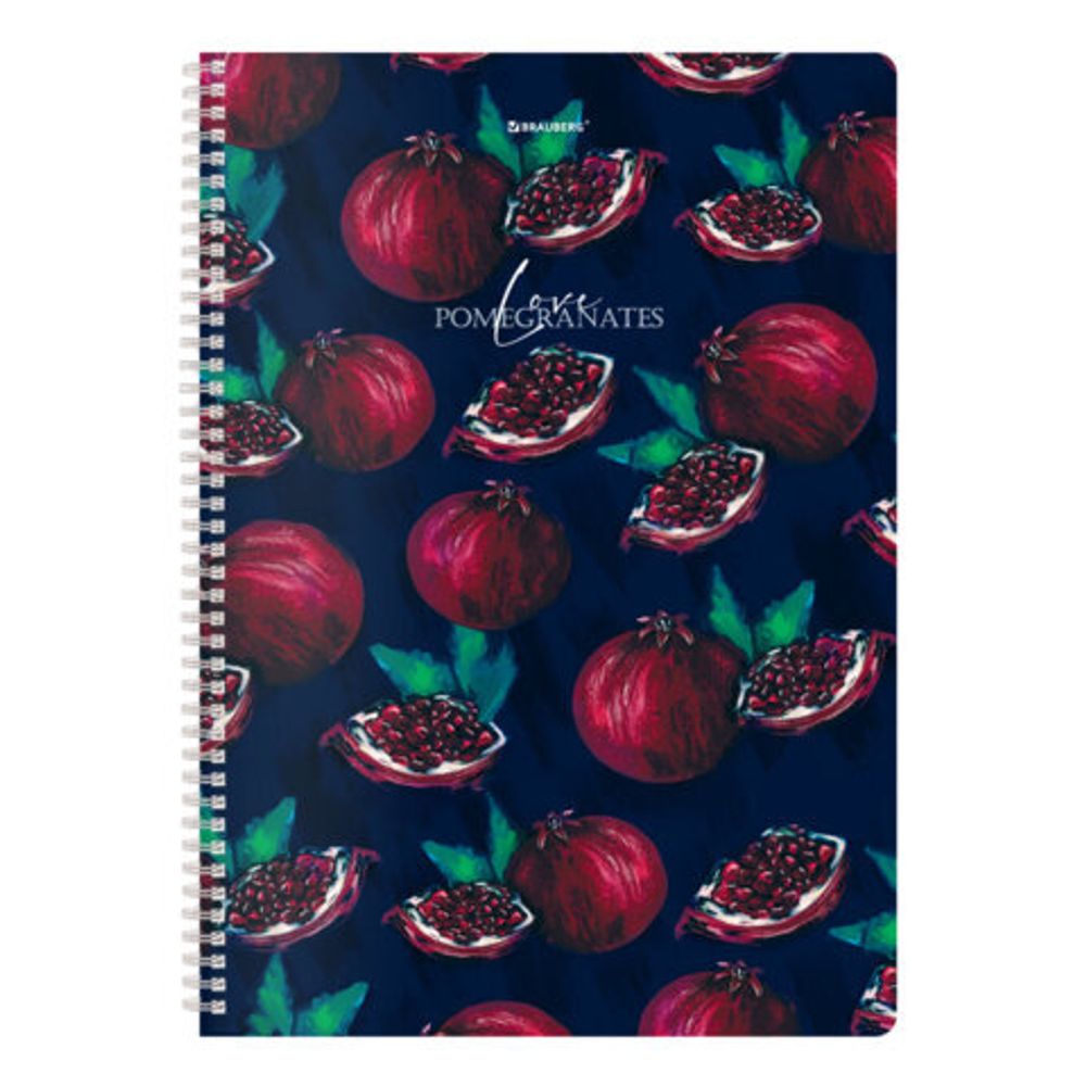 Тетрадь А4, 96 л., BRAUBERG, гребень, клетка, глянцевый лак, "Гранаты" (микс в спайке), 405314