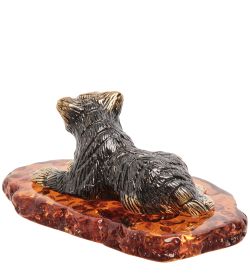AM-1569 Фигурка «Тигренок лежащий» (латунь, янтарь)