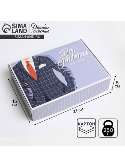 Коробка подарочная складная, упаковка, «Джентльмен», 21×15×5 см, 7182205, Россия