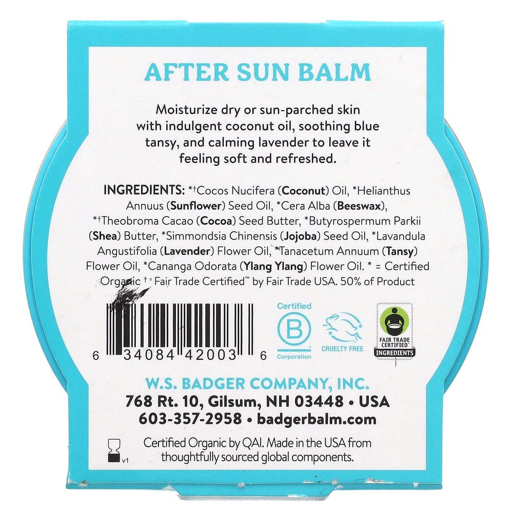 Badger, бальзам после загара с кокосом, 56 г (2 унции)