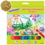 Карандаши цветные ЮНЛАНДИЯ "В ГОСТЯХ У БУКАШЕК", 24 цвета, классические заточенные, 181380