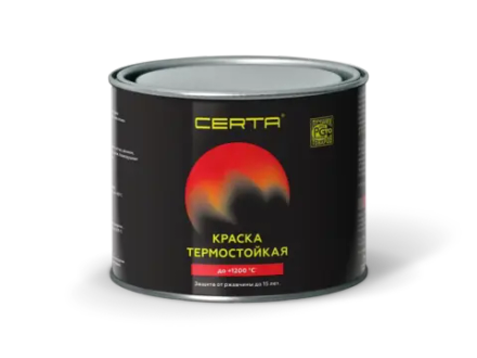 CERTA  Эмаль термостойкая антикоррозионная Черная (RAL 9004) 0,4кг  (800°С)