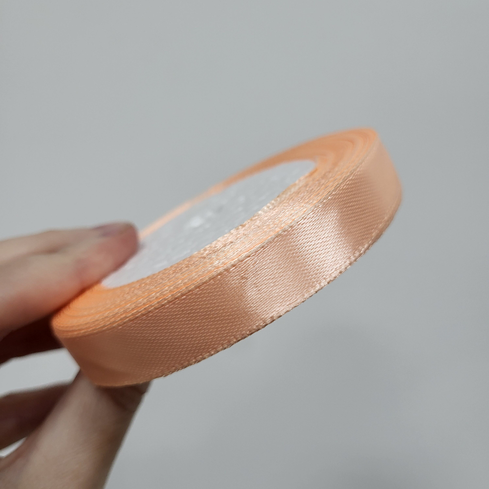 Лента атласная 12 мм Персиковая, 23 м