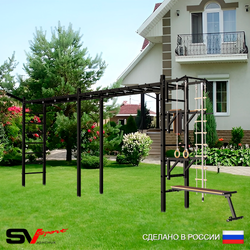 Уличная шведская стенка Sv Sport рукоход х 2 У51211 (Турник/Брусья/Стойка/Скамья/Кронш бокс/Канат/кольца/лестница)