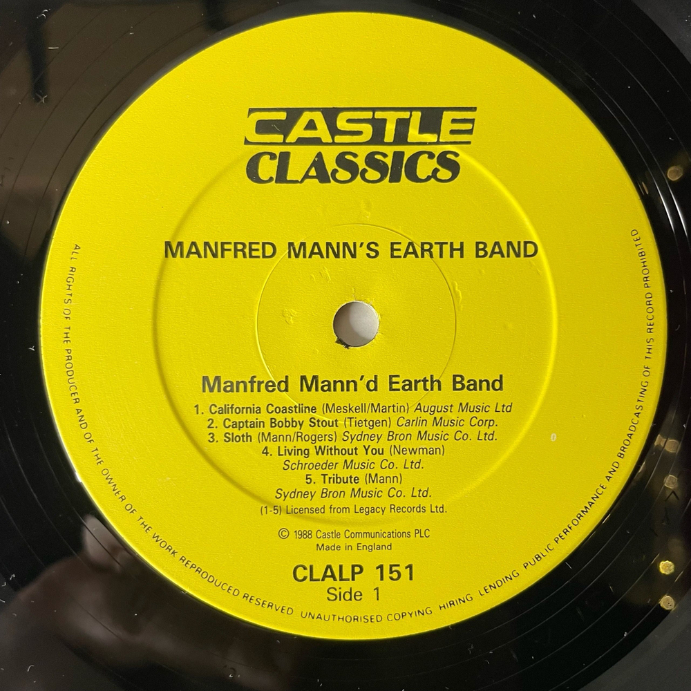 Винтажная виниловая пластинка LP Manfred Mann's Earth Band (Англия 1988)