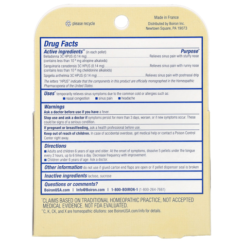 Boiron, SinusCalm®, Sinus Relief, 2 пробирки, 80 гранул в каждой