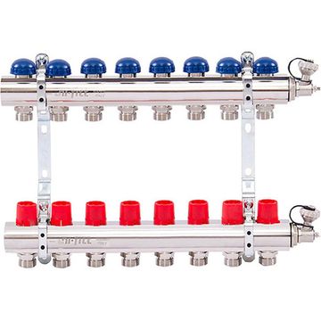 Коллектор Uni-Fitt 1"х3/4" 8 вых. латунь с регулировочными и термостатическими вентилями 441E4308