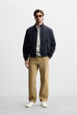 ZARA ХЛОПКОВАЯ КУРТКА С КАРМАНАМИ, МОРСКОЙ ТЕМНО-СИНИЙ