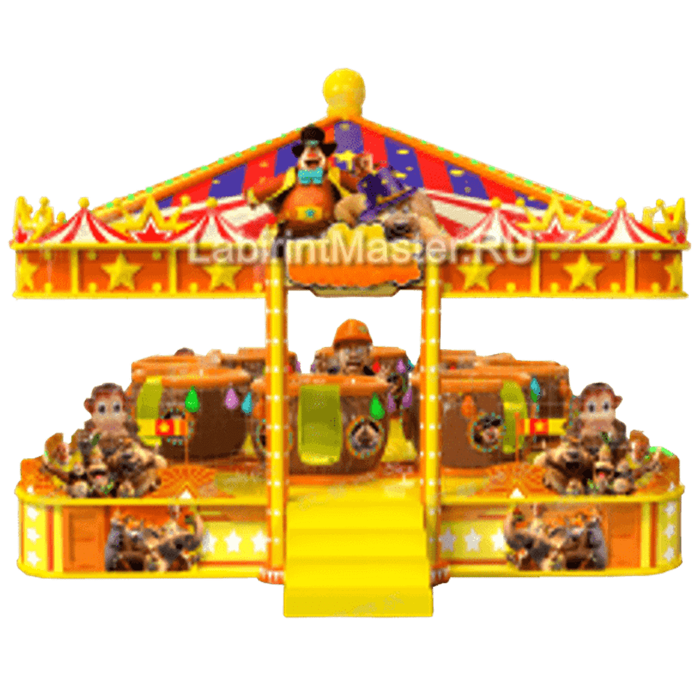 Электрическая Аттракцион карусель «Обезьянки», 7×6×3,8 м