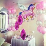 Шар (44"/112 см) Фигура, Волшебный единорог, Розовый 1 шт.