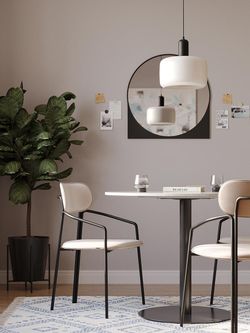 Стол обеденный Trond, Ø100 см, белый мрамор/черный