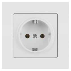 Розетка Intro Accent 6-202-01М 2P+E Schuko 16А-250В IP20 СУ AL/CU белый матовый | Intro