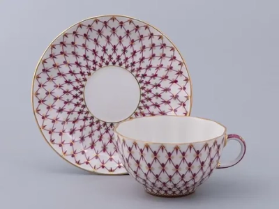 Чашка с блюдцем чайная форма Тюльпан рисунок Сетка-Блюз 2 арт. 81.24812.00.1