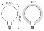 Лампа Gauss LED Filament G150 5W 250lm1800K E27 rainbow 1007802103