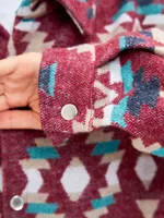 Рубашка Kefirmaykifer оверсайз Этно вишнево-бирюзовая