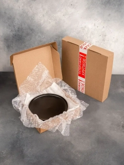 Набор посуды 2 тарелки плоские черные с золотом 20 см