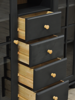 Шкаф-витрина двухдверная Бритта из сосны, с 4 ящиками, 113х32х128 см, серый/антик