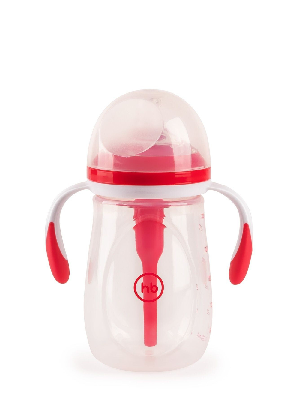 Бутылочка антиколиковая с ручками и соской Happy Baby ruby, 300 мл, красный