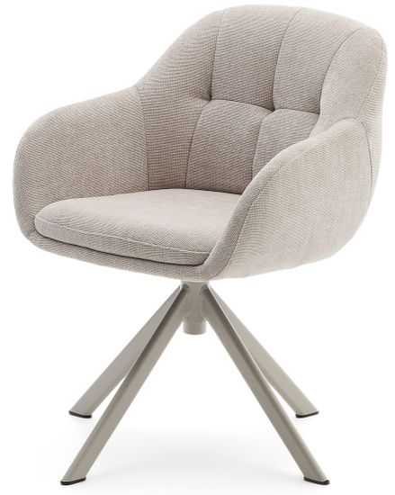 Dorina Вращающееся кресло из бежевого шенилла и стальными бежевыми ножками Испания 