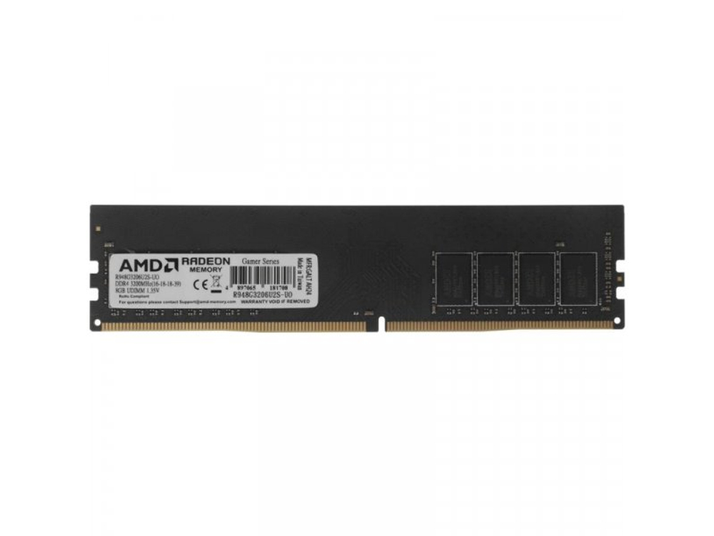 Оперативная память AMD Radeon R9 Gamer R948G3206U2S-UO, DDR4 1х 8ГБ 3200 МГц, DIMM, OEM