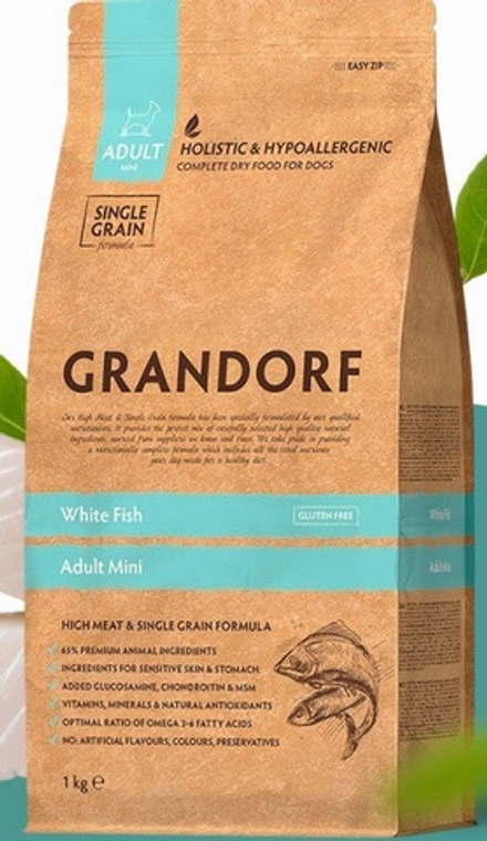 Grandorf Mini White Fish Adult - сухой корм для мини собак от 1 года (1кг)