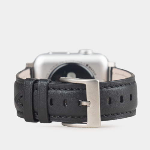 Ремешок для Apple Watch 44/45/46 mm из кожи теленка, черного цвета