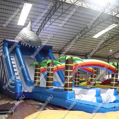 Водная горка «Акула на спуске» с бассейном, 15×5×8 м