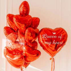 Композиция из красных шаров сердец - "Королева моего сердца".