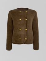Кардиган 641 пушистый однотонный на золотых пуговицах