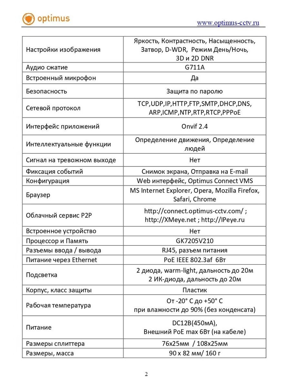 Видеокамера Optimus IP-E022.1(2.8)MPL