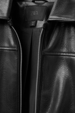 ZARA БОМБЕР ИЗ ИСКУССТВЕННОЙ КОЖИ, ЧЕРНЫЙ