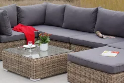 "Лунго" трансформирующаяся лаунж-зона из искусственного ротанга, цвет соломенный