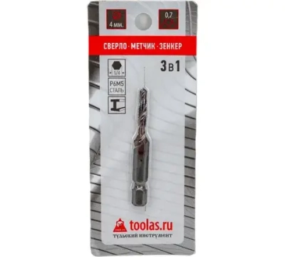 TOOLAS Метчик/сверло/зенкер 3 в 1 М4x0,7 00013012