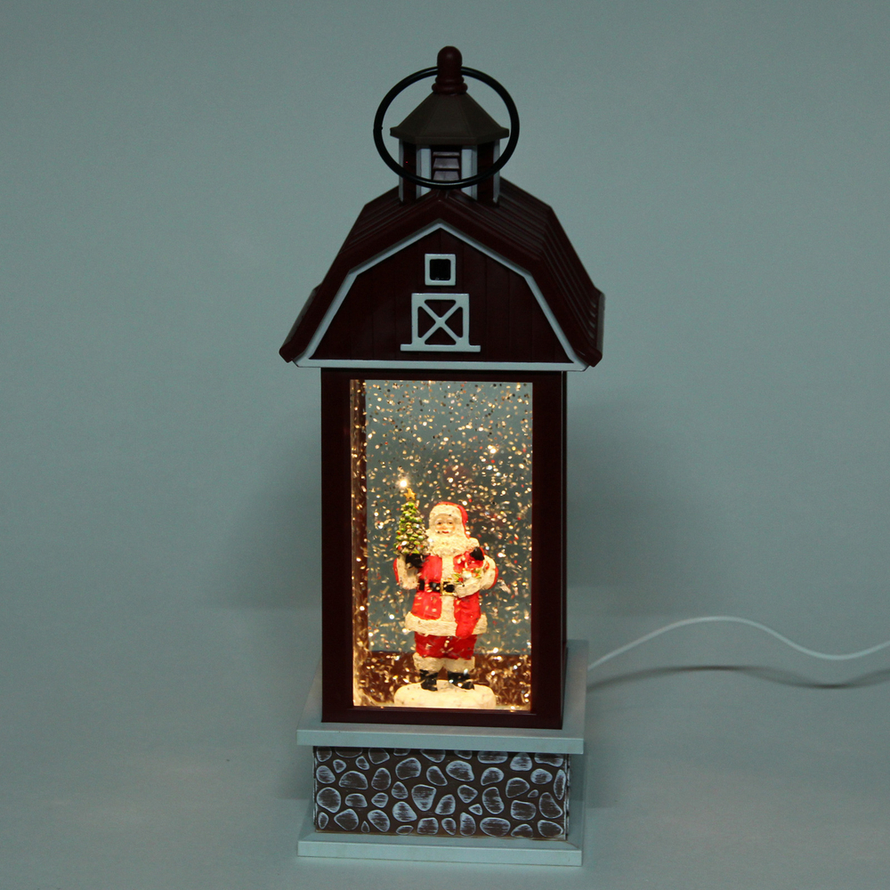 Сувенир с подсветкой «Дед Мороз в снегопад» 10*10*28 см (питание от USB и батареек)