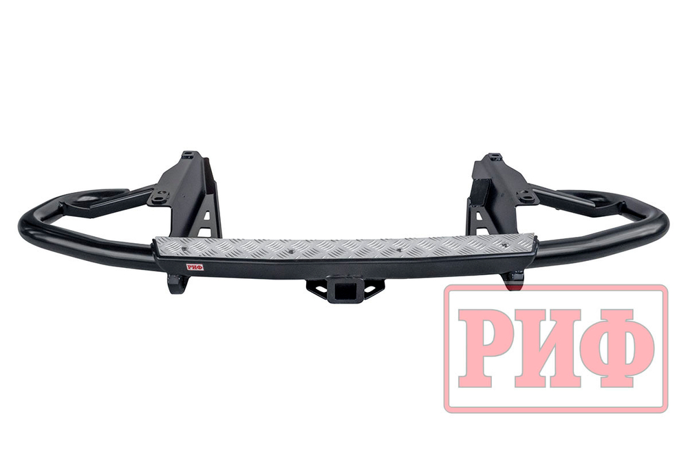 Бампер задний силовой/защита штатного бампера Toyota Land Cruiser Prado 120 c квадратом под фаркоп РИФ