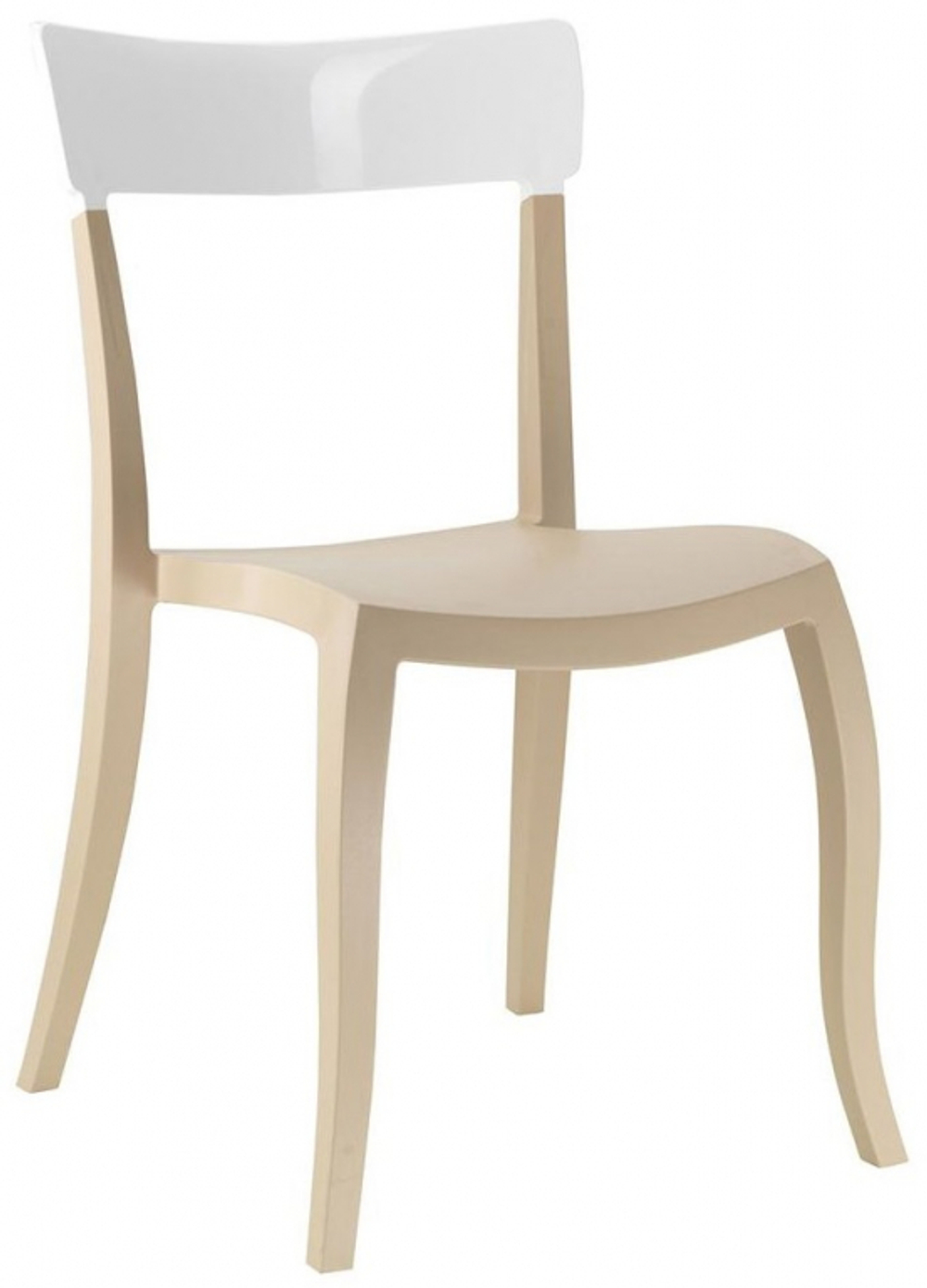 Стул пластиковый Papatya Hera-S, песочный, белый