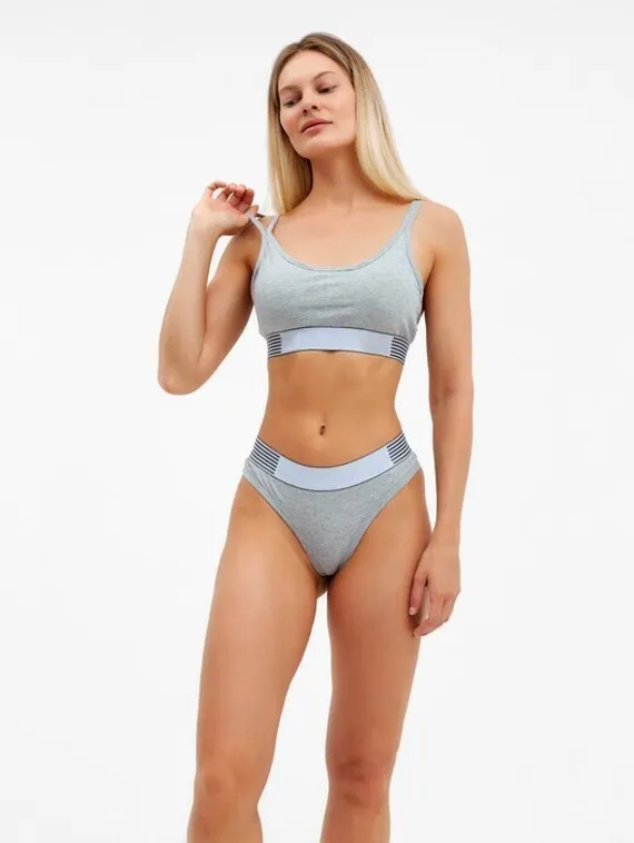 Комплект женский (топ с тонкими лямками, трусы), цвет серый МИКС, размер 44-46